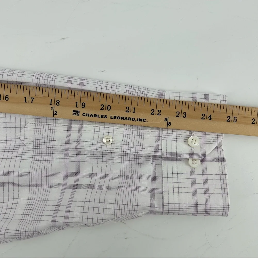 Egara Shirt White Lavender‎ Graph Check Non Iron Long Sleeve Sz 2XL Classic Fit